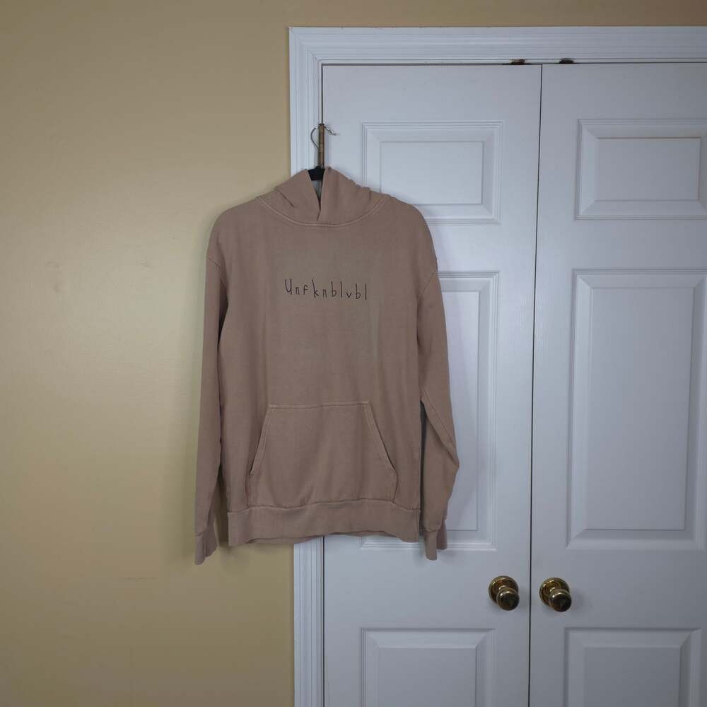 Trio Urban LA Tan Doodle Graphic Hoodie Beige Go With The Flow Sweatshirt M